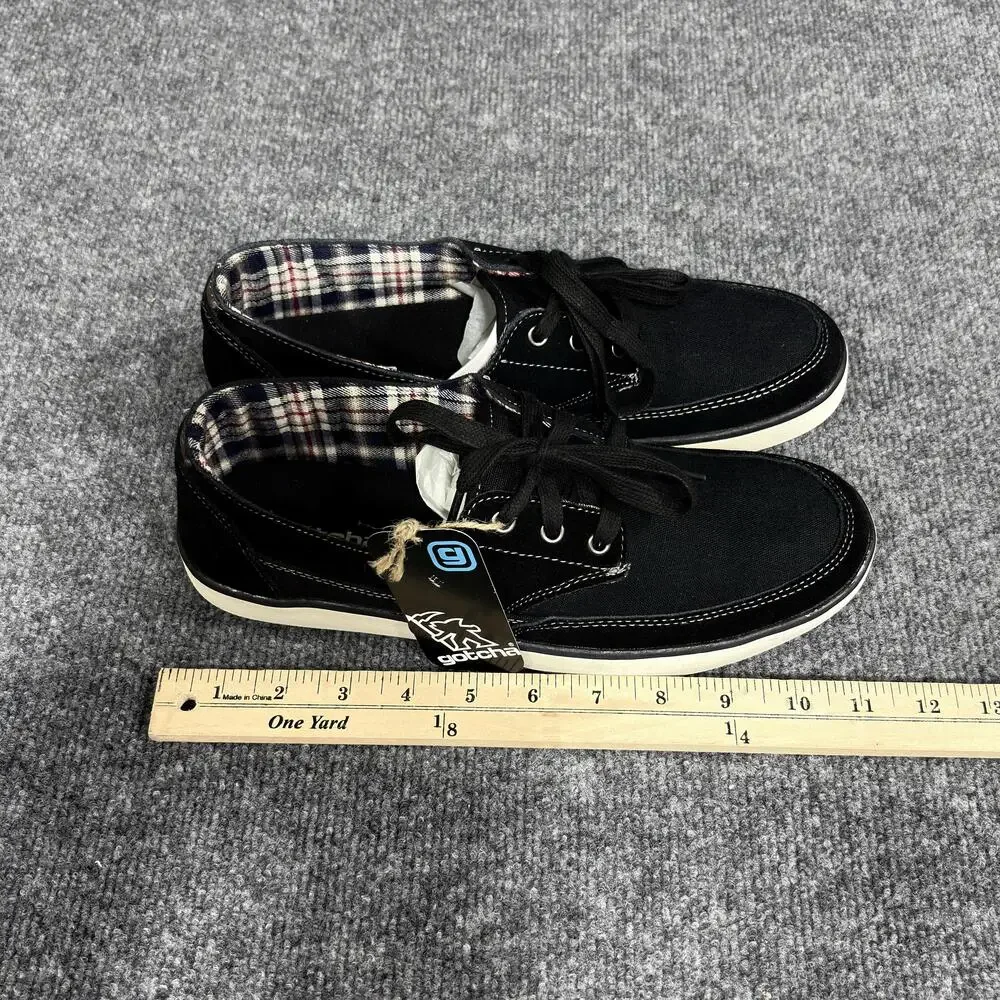 Gotcha Shoes Mens Size 9.5 Black Laguna Leather Canvas Boat Skate Surf Casual